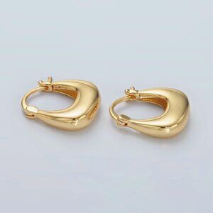24K Gold Filled Dome Square Latch Hoop Earrings - minimalist earrings